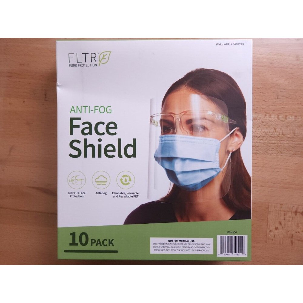 FLTR Pure Protection Anti-Fog Face Shields 10-pack Barrier Comfort
